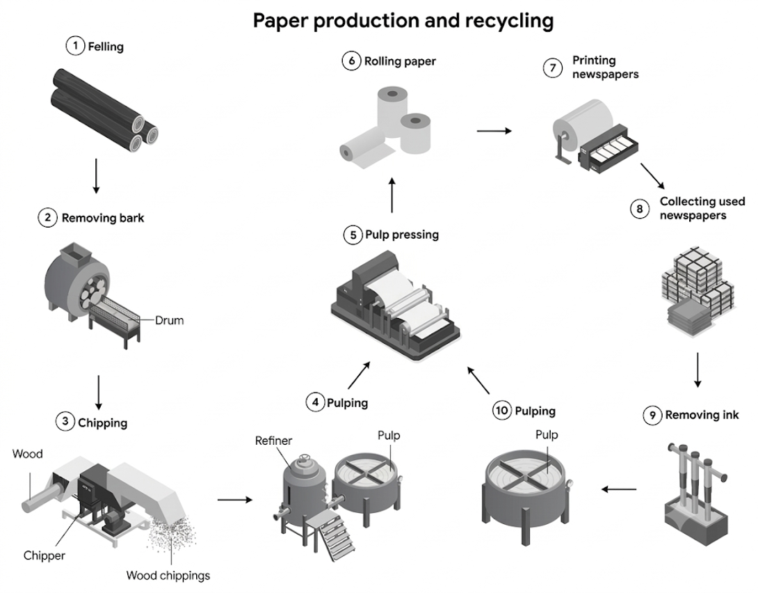 Paper Production and Recycling Process